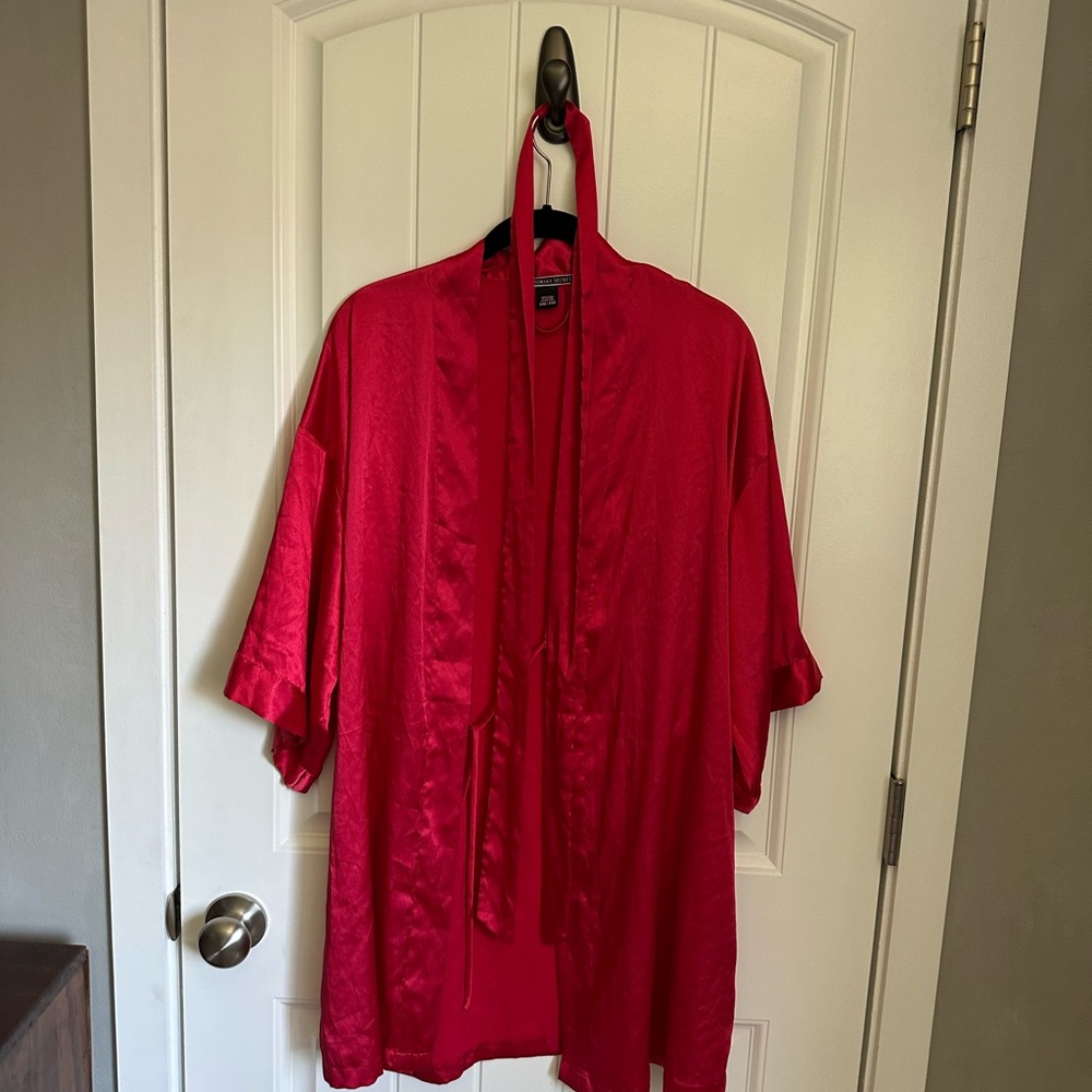 Victoria's Secret Vibrant Red Satin Robe